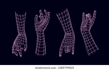 Polygonal Mesh or Wireframe Hands and Gestures