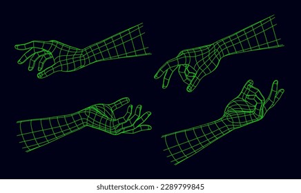 Polygonal Mesh or Wireframe Hands and Gestures