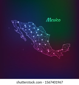 Polygonal Mexico Map. Vector Illustration Low Poly Color Rainbow on Abstract Background. Vector Eps10.