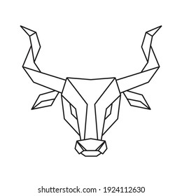 Polygonal minimalist graphic bull. Minimalistic modern style logotype sign or icon for veterinary. EPS10