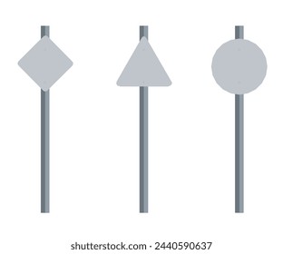 Polygonal model of road sings set isolated on white background. Road empty board sing. Vector illustration. Front view. 3D.3d3