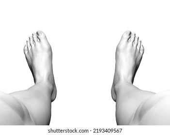 Polygonal models of human legs from black lines isolated on a white background. View from above. 3D. Vector illustration.