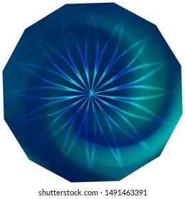 Polygonal modern background with floral ornament. Trendy soft color illustration. Isolated backdrop in style of 90th, 80th, 70h. Blue fluid colorful gradient shape for your mobile app and screens.