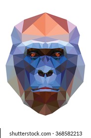 Polygonal monkey ape head low polygon isolated illustration on white background