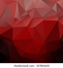 Polygonal monochrome abstract background with red dark triangles.