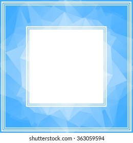 Polygonal monochrome abstract border with blue light triangles.