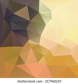 Polygonal mosaic abstract geometry background landscape in orange, brown and yellow colors. Used for creative design templates