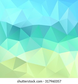Polygonal mosaic abstract geometry background landscape in blue and green colors. Used for creative design templates