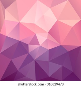 Polygonal mosaic abstract geometry background landscape in violet, magenta and pink colors. Used for creative design templates