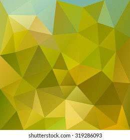 Polygonal mosaic abstract geometry background landscape in green, orange and yellow colors. Used for creative design templates