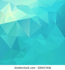 Polygonal mosaic abstract geometry background landscape in blue and green colors. Used for creative design templates