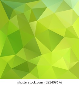 Polygonal mosaic abstract geometry background landscape in green, orange and yellow colors. Used for creative design templates