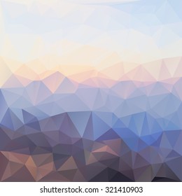 Polygonal mosaic abstract geometry background landscÃ?Â�ape in blue, violet and pink colors. Used for creative design templates