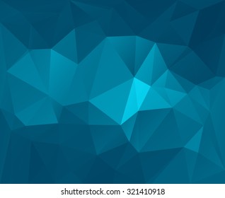 Polygonal mosaic abstract geometry background landscape in blue colors. Used for creative design templates
