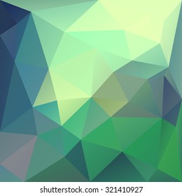 Polygonal mosaic abstract geometry background landscape in blue, yellow and green colors. Used for creative design templates