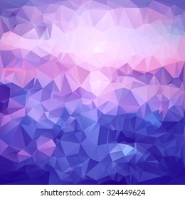 Polygonal mosaic abstract geometry background landscape in violet colors. Used for creative design templates