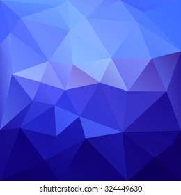 Polygonal mosaic abstract geometry background landscape in blue colors. Used for creative design templates