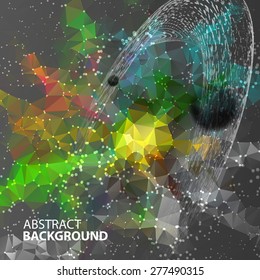 Polygonal mosaic abstract vector illustration background on the topic of space and planets