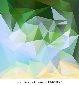 Polygonal mosaic background in blue, green and yellow colors. Used for creative design templates