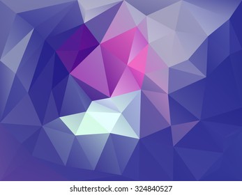 Polygonal mosaic background in blue, violet and pink colors. Used for creative design templates