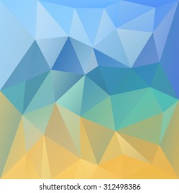 Polygonal mosaic background in blue and yellow colors. 