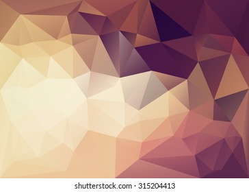Polygonal mosaic background in brown, orange and pink colors. Used for creative design templates
