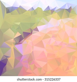Polygonal mosaic background in green, violet and pink colors. Used for creative design templates