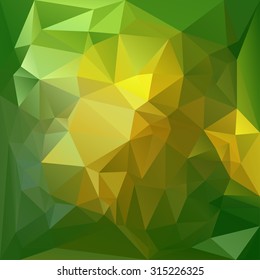 Polygonal mosaic background in green, yellow and orange colors. Used for creative design templates