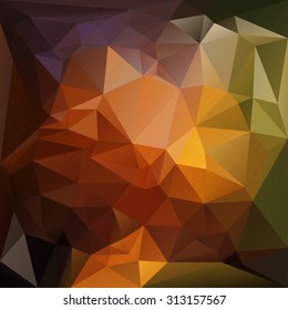 Polygonal mosaic background in red, orange and green colors. Used for creative design templates