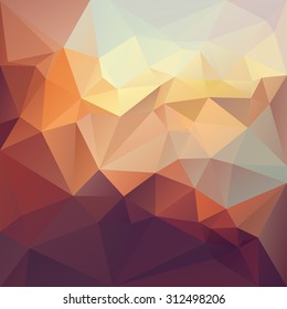 Polygonal mosaic background in red, pink and yellow colors. Used for creative design templates.