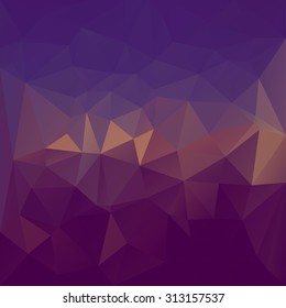 Polygonal mosaic background in violet and orange colors. Used for creative design templates