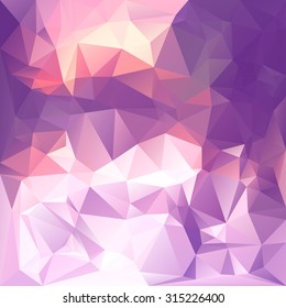 Polygonal mosaic background in violet and pink colors. Used for creative design templates