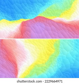 Polygonal mosaic with colour gradient. Abstact creased texture.  Creative background with polygonal pattern. 3D vector illustration for brochure, poster, presentation, flyer or banner.