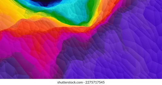 Polygonal mosaic with colour gradient. Abstact creased texture. Low-poly terrain. Creative background with polygonal pattern. 3D vector illustration for brochure, poster, presentation, flyer or banner