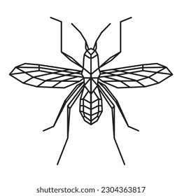 insecto de mosquito poligonal. Animal de línea geométrica. Ilustración vectorial.