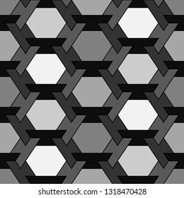 Polygonal motif.Geometrical backdrop. Hexagons, figures ornament. Shapes wallpaper.Geometric background. Digital paper, textile print, abstract.Seamless pattern. Vector