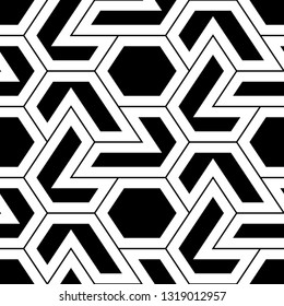 Polygonal motif.Shapes wallpaper. Digital paper, textile print, abstract.Hexagons, figures ornament. Geometrical backdrop. Seamless pattern.Geometric background. Vector.