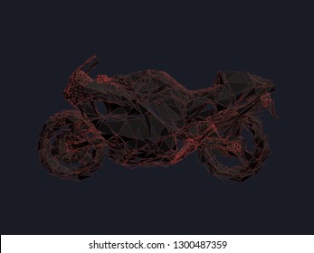 Polygonal motorcycle. A collapsing motorcycle of triangles. Vector illustration.