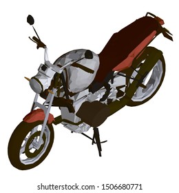 Polygonal motorcycle. View isometric. Detailed motorcycle isolated on a white background. 3D. Vector illustration.