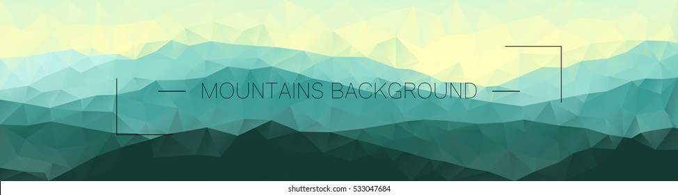 Polygonal mountains background. Geometric abstract landscape. Horizontal vector illustration.