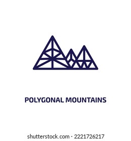 polygonal mountains icon from geometry collection. Thin linear polygonal mountains, polygon, rock outline icon isolated on white background. Line vector polygonal mountains sign, symbol for web and 