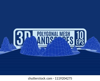 Polygonal mountains wave a grid landscape. Stock image vector