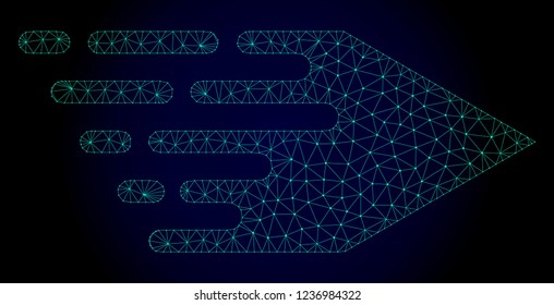 Polygonal movement right illustration with fast speed effect. Abstract mesh lines, triangles and points on dark background with movement right designed for modern abstract with symbols of speed, rush,