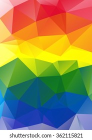 Polygonal multicolored abstract bright vertical rainbow background.