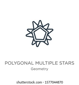 Polygonal multiple stars icon. Thin linear polygonal multiple stars outline icon isolated on white background from geometry collection. Line vector sign, symbol for web and mobile