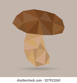 polygonal mushroom, vector illustration
