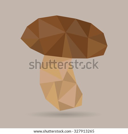 polygonal mushroom, vector illustration