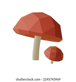 polygonal mushrooms isolated on white background, Pizza ingredients, vector illustration