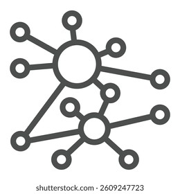 Polygonal net algorithm line icon, neural network concept. Vector graphics. Data graph cloud, deep learning sign on white background, outline style icon for mobile or web design