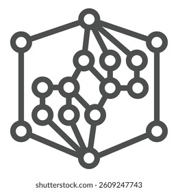 Polygonal net grid line icon, neural network concept. Vector graphics. Data net cloud, deep learning sign on white background, outline style icon for mobile or web design